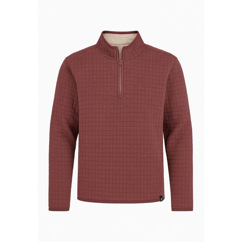 Men’s XL Maroon Quilted Quarter Zip Pullover Sweater Long Sleeve Casual Comfort - Picture 1 of 8